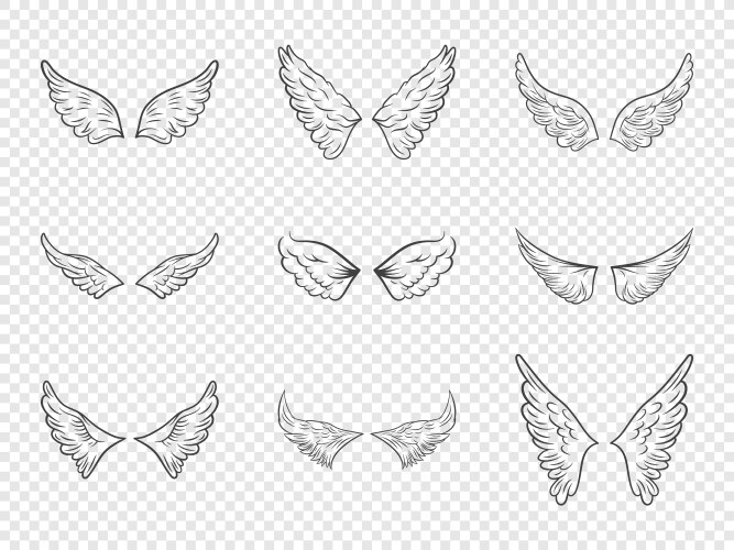 Black Wing Icon Set - Angel Wings Vector Image