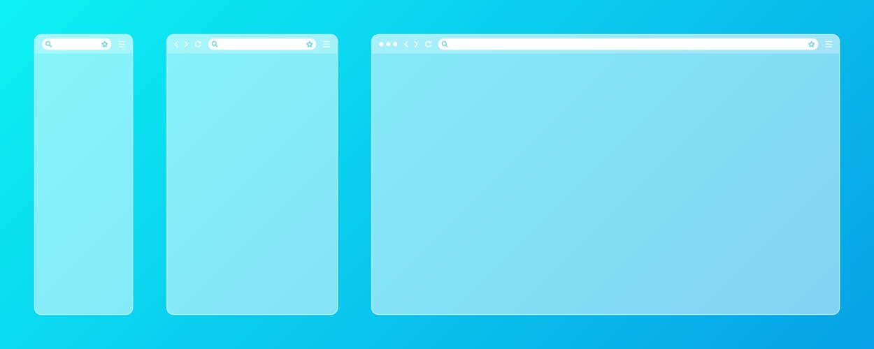 blank transparent web browser window with toolbar vector