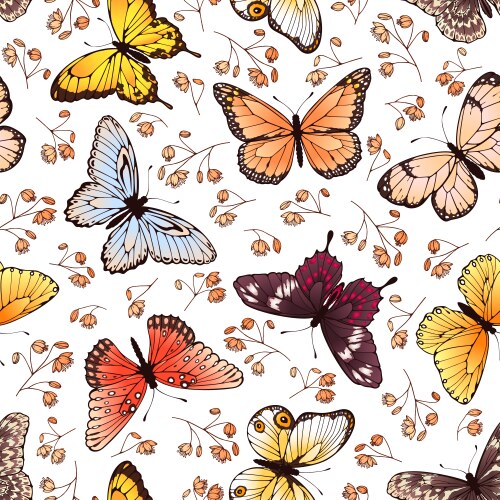 3d glittery butterflies seamless pattern abstract Vector Image