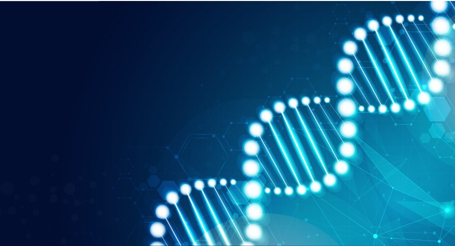 Dna digital sequence code structure with glow vector image