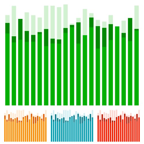 Eq equalizer with overlapping bars - bar chart vector image