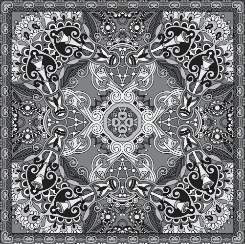 Grey Floral Paisley Bandana Vector Image