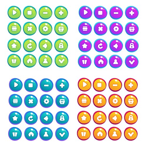 Mobile Game UI Icons & Buttons vektorbild