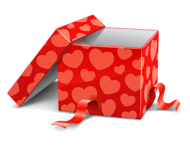 Red Heart Box Vector Image
