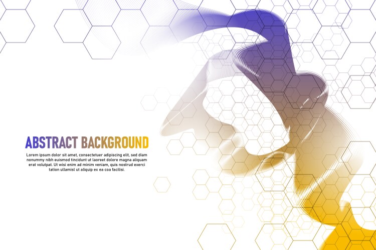 Gradient wavy lines background with hexagonal vector image