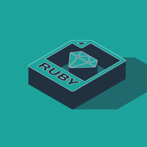 Isometric ruby file document download button vector image