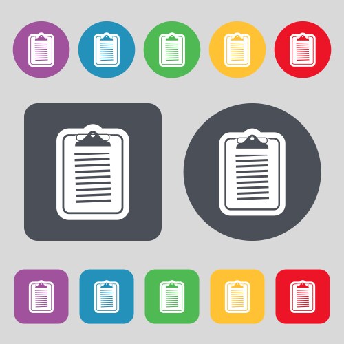 Text file icon sign a set of 12 colored buttons vector image