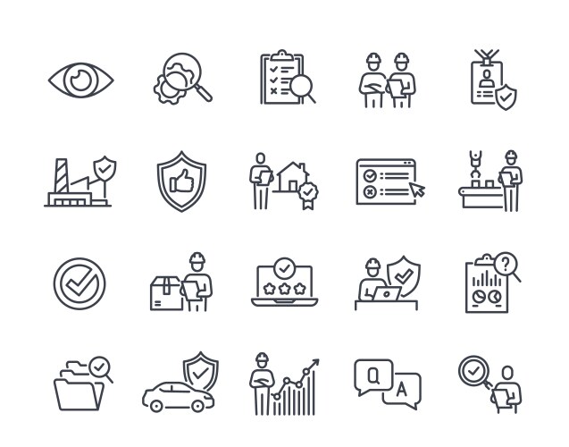 set of inspection related line icons vector image