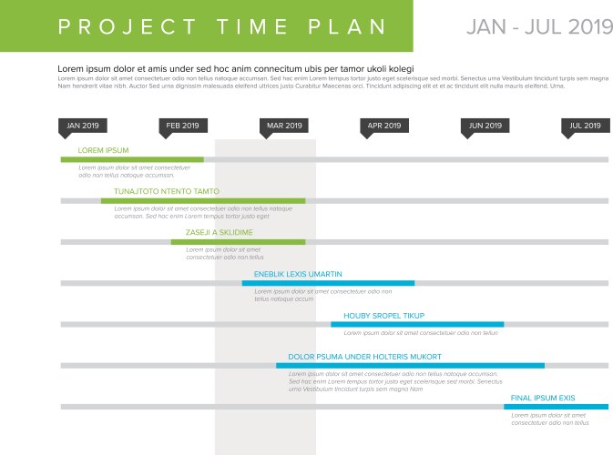 Gantt project production timeline graph Royalty Free Vector