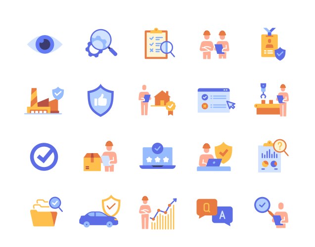 set of inspection related colorful icons vector image