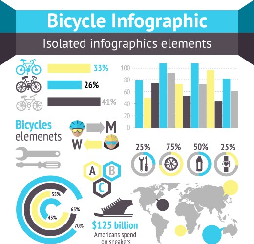 Bicycle infographic elements vector image