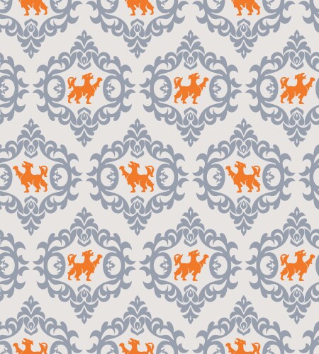 Silver damask wallpaper Royalty Free Vector Image