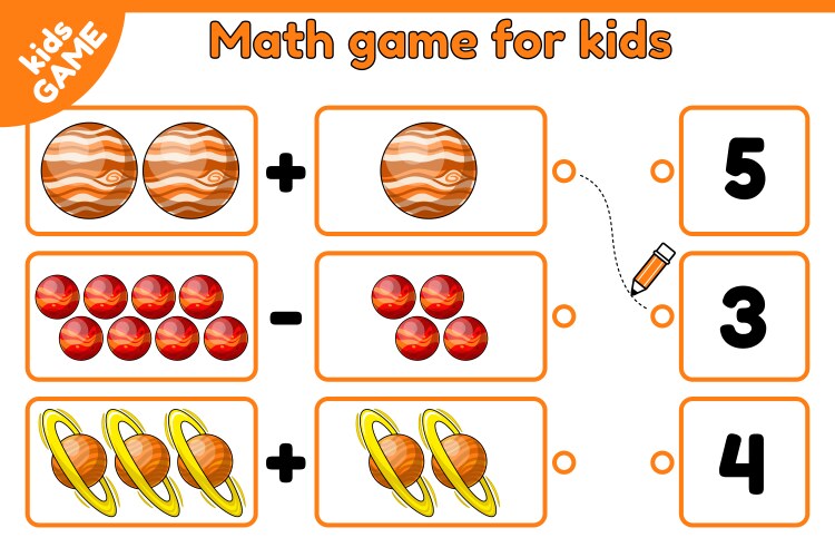 Math game count space objects and choose number vektorbild