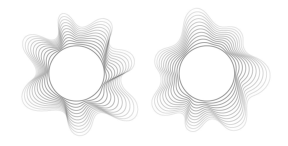 Round sound wave frames circular lines pattern vector image