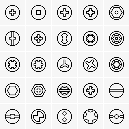 Screw head types Royalty Free Vector Image - VectorStock