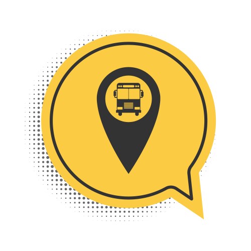 Black map pointer with bus icon isolated on white vector image