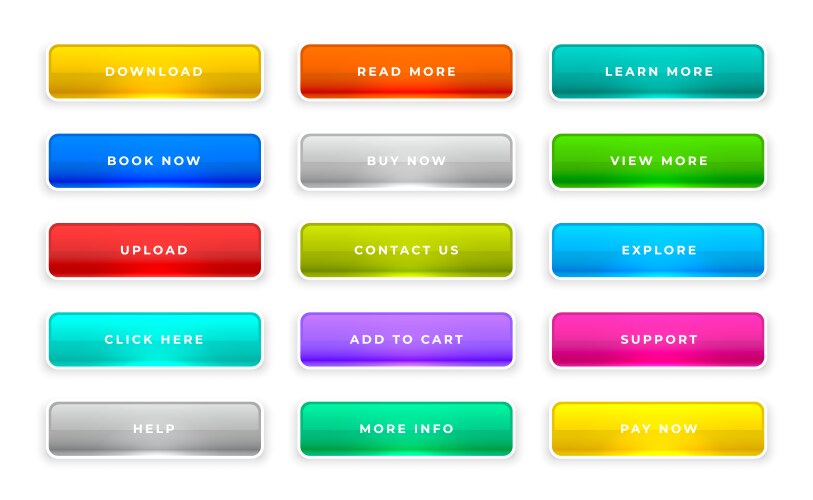 set of colorful empty web button element icon vector image