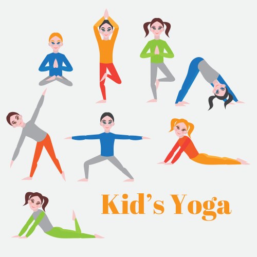 Yoga kids set gymnastics for children and healthy Vector Image