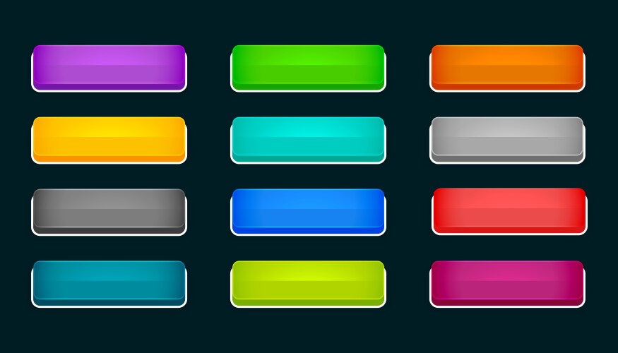 3d style rectangle shape web button icons vector image