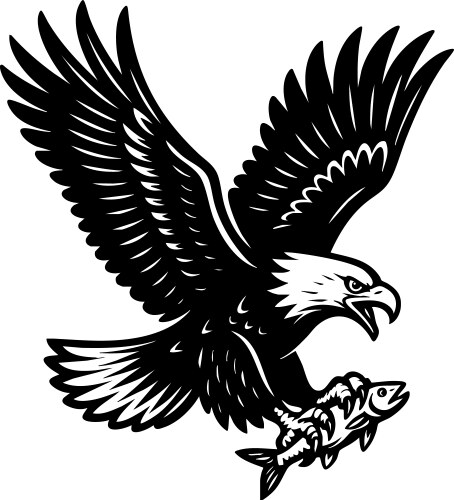 Majestic eagle soaring with a fish in its talons Vector Image