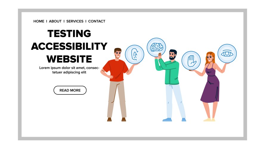 Screenreader testing accesibility website vector image