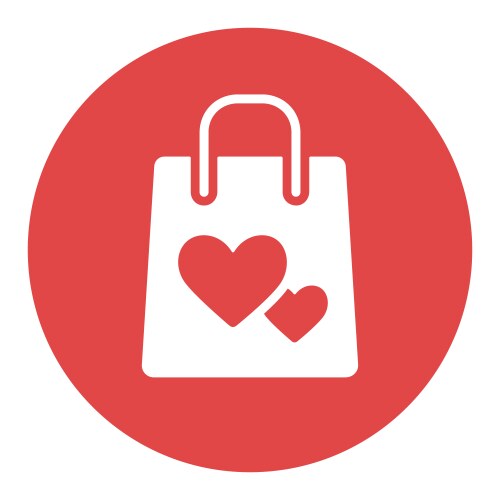 Gist bag with heart isolated glyph icon graph vector image