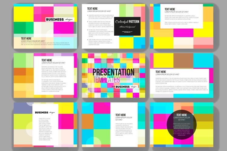 Set of 9 templates for presentation slides vector image