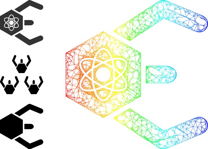 Spectrum gradient network mesh atomic bot icon vector image