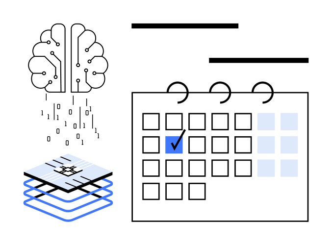 Ai integration with calendar for task scheduling vector image
