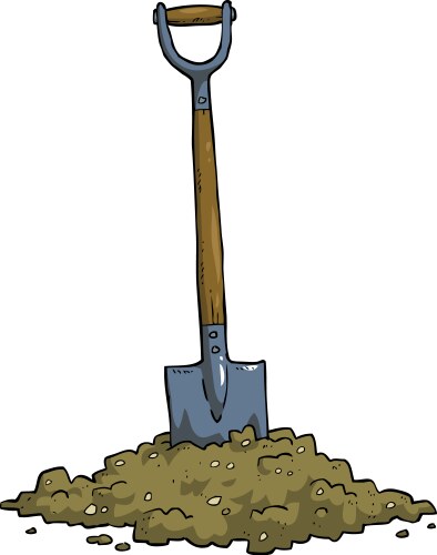 Cartoon Shovel in Dirt Vector Image