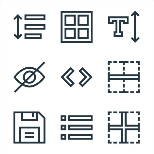 Text editor line icons linear set quality vector image