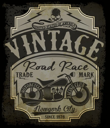Vintage Motorcycle Label T-Shirt Vector Image