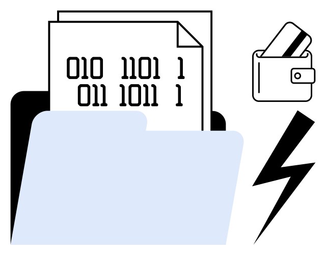 Digital data in folder with wallet and credit vector image