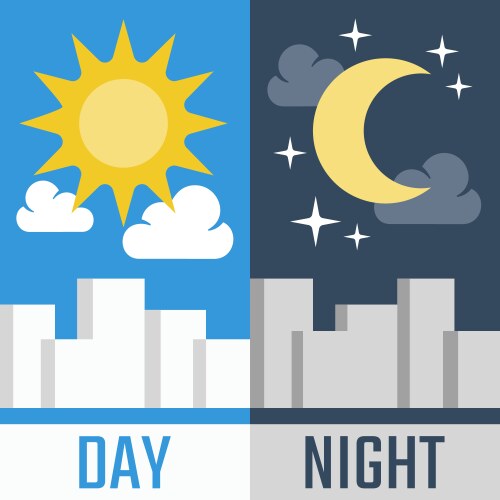 Day and Night Flat Illustration Vector Image