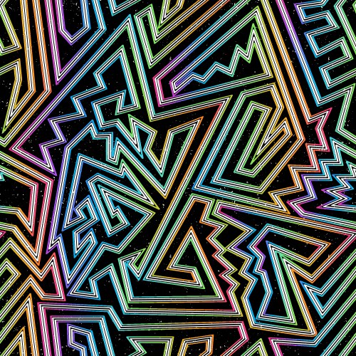 Neon lines geometric seamless pattern Royalty Free Vector