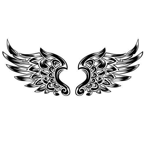 Black and White Wing Tattoo Vector Image