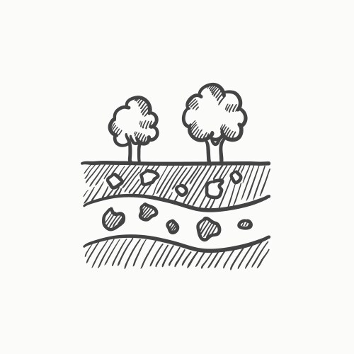 Cut of soil with different layers sketch icon vector image