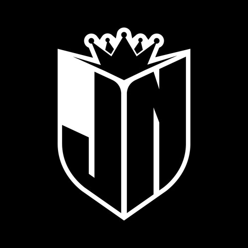Jn letter logo with sharp triangle shield shape Vector Image