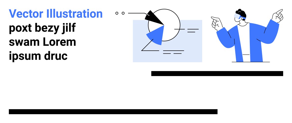 Man gesturing towards abstract pie chart and text vector image
