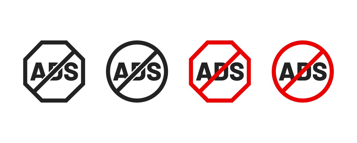 No ads icon and sign or free Royalty Free Vector Image