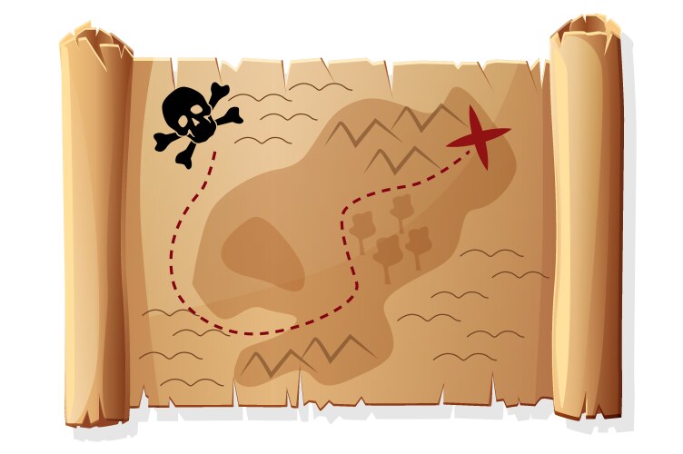 Pirate scroll with palm Royalty Free Vector Image