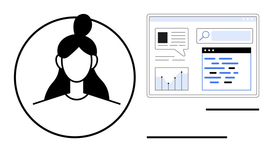 Profile icon with web dashboard and analytics vector image