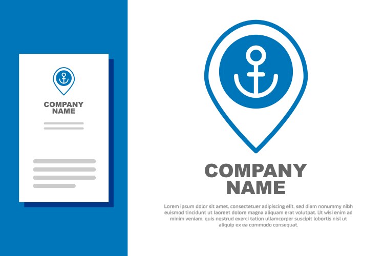 Blue map pointer with anchor icon isolated vektorbild