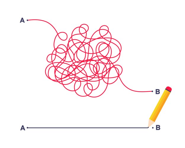 Complex and easy simple way from point a to b vector image