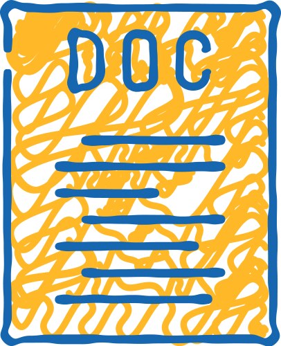 Doc file format document icon doodle vector image
