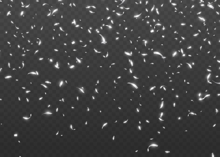 Falling silver confetti shiny tinsel and pieces vector image