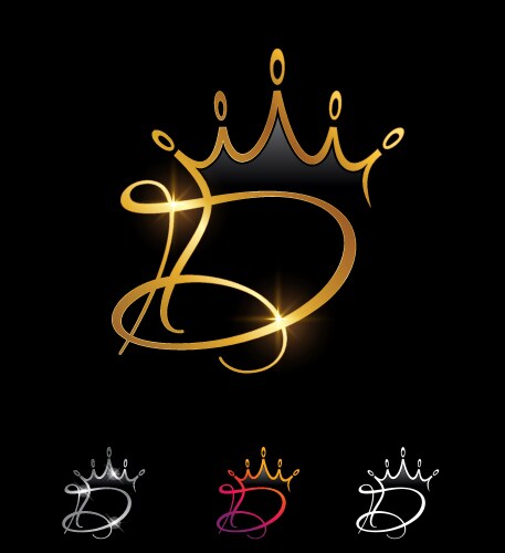Gold monogram crown logo initial letter r Vector Image