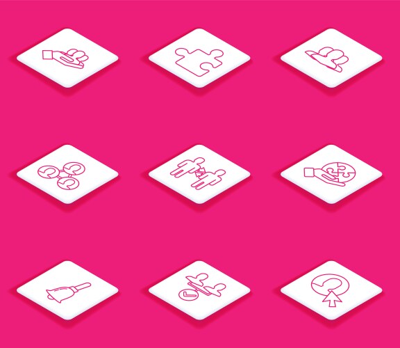 Set line project team base piece of puzzle users vector image