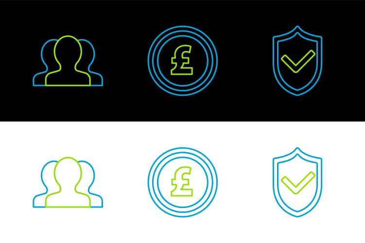 Set line shield with check mark users group vector image