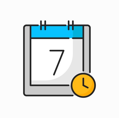 calendar with clock timer page 7 day date vector